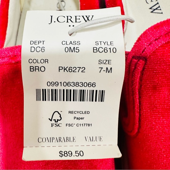 J. Crew women's 7 velvet road trip slip on sneakers in bright rose‎ pink - Picture 7 of 8